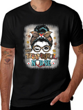 Thankful Nurse Messy Bun T-Shirt