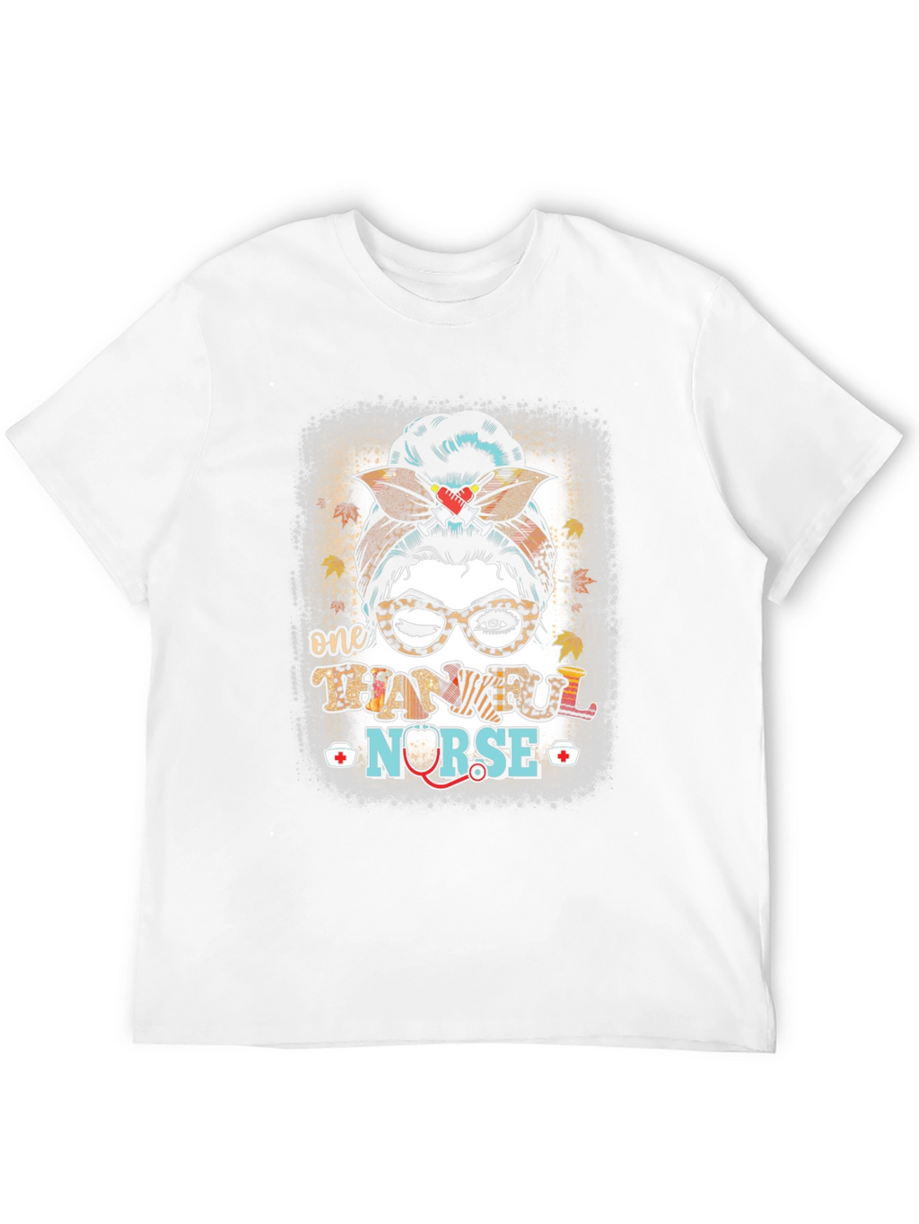 Thankful Nurse Messy Bun T-Shirt