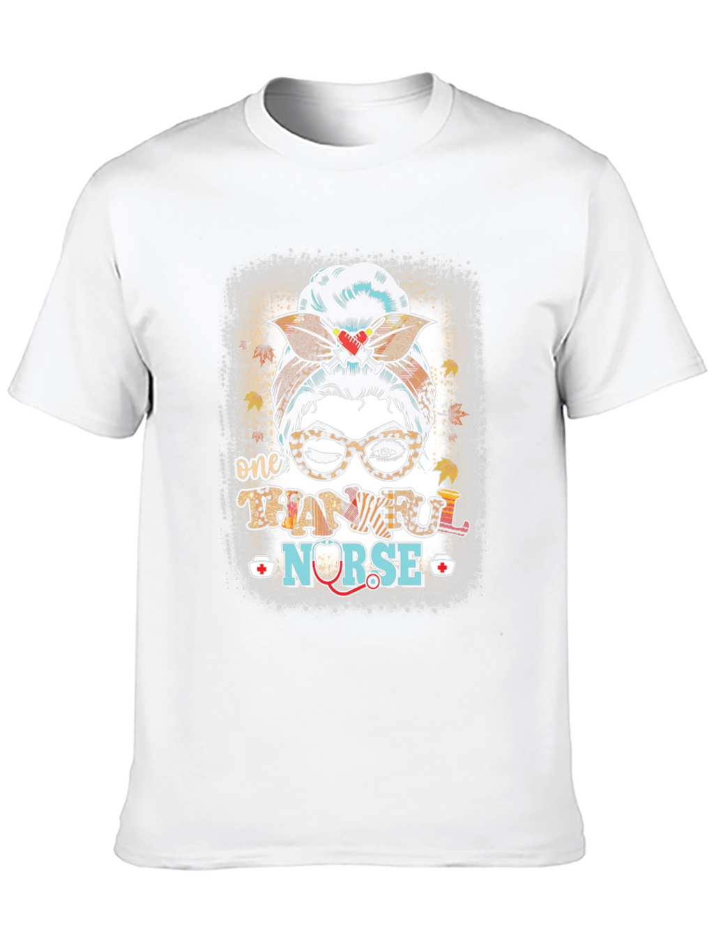 Thankful Nurse Messy Bun T-Shirt