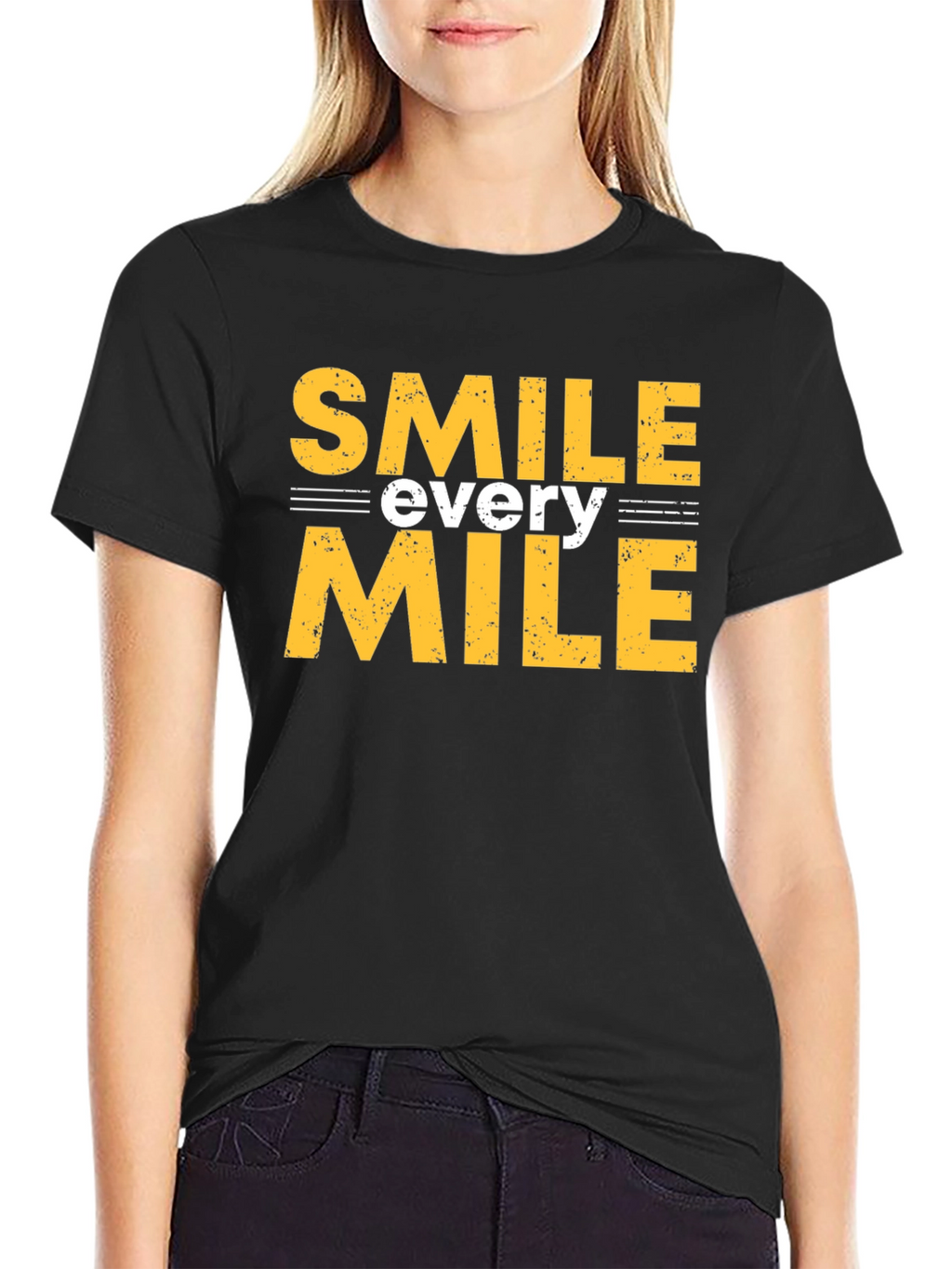 Smile Every Mile Graphic Tee - Black Cotton T-Shirt