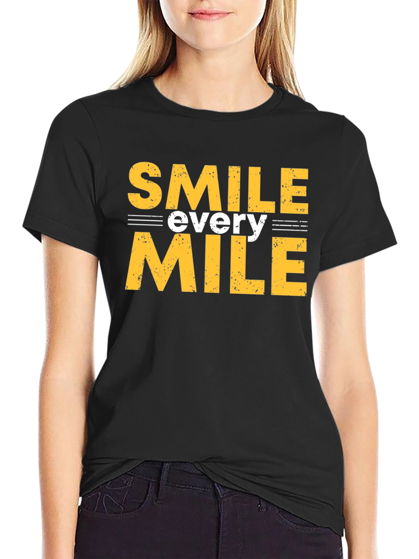 Smile Every Mile Graphic Tee - Black Cotton T-Shirt