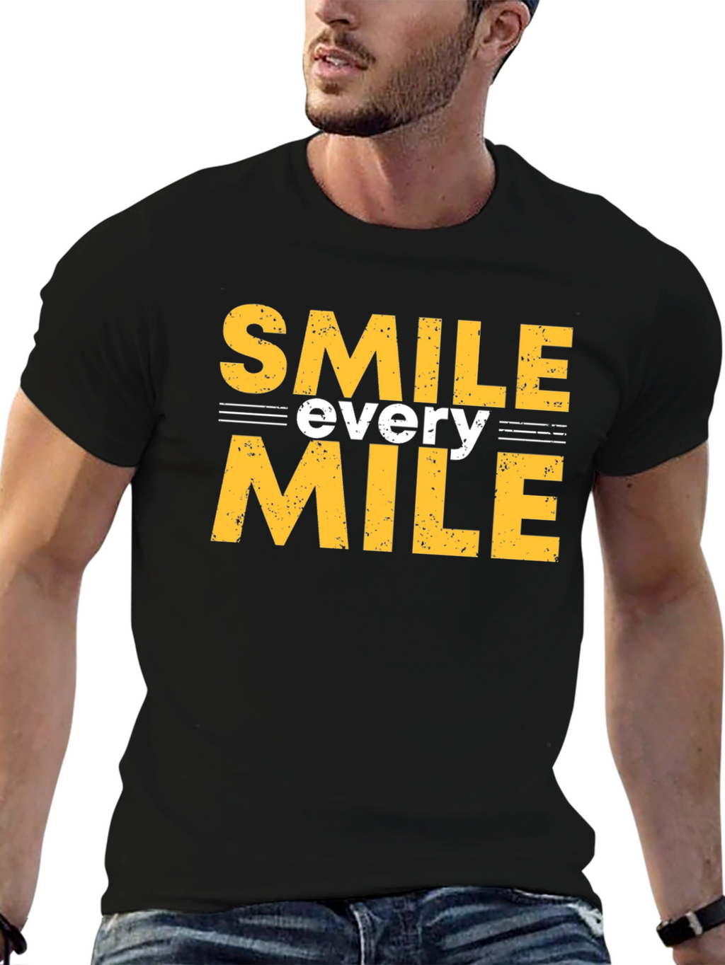 Smile Every Mile Graphic Tee - Black Cotton T-Shirt