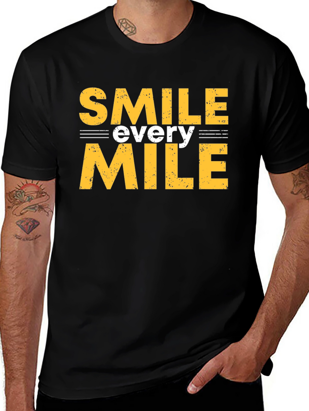 Smile Every Mile Graphic Tee - Black Cotton T-Shirt