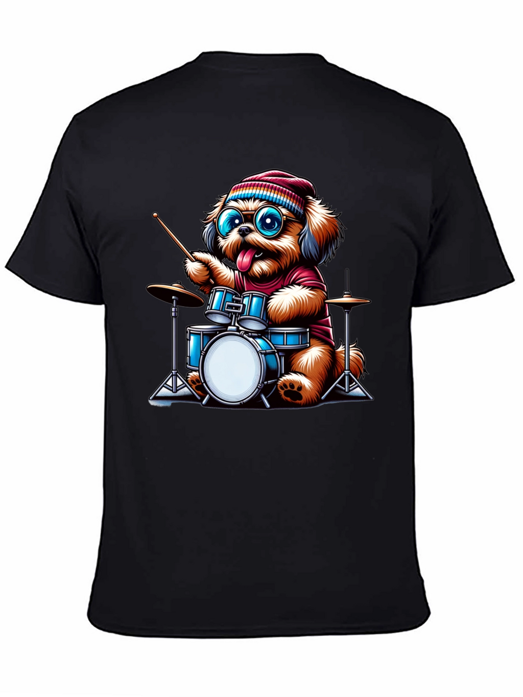 Dog Drummer T-Shirt - Cute Cartoon Animal Tee