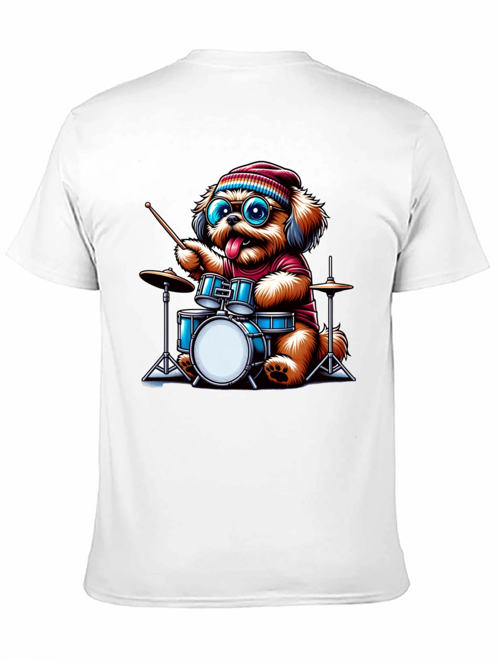 Dog Drummer T-Shirt - Cute Cartoon Animal Tee