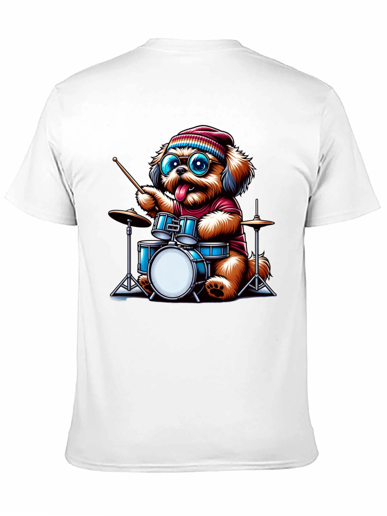 Dog Drummer T-Shirt - Cute Cartoon Animal Tee