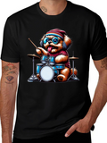 Dog Drummer T-Shirt - Cute Cartoon Animal Tee