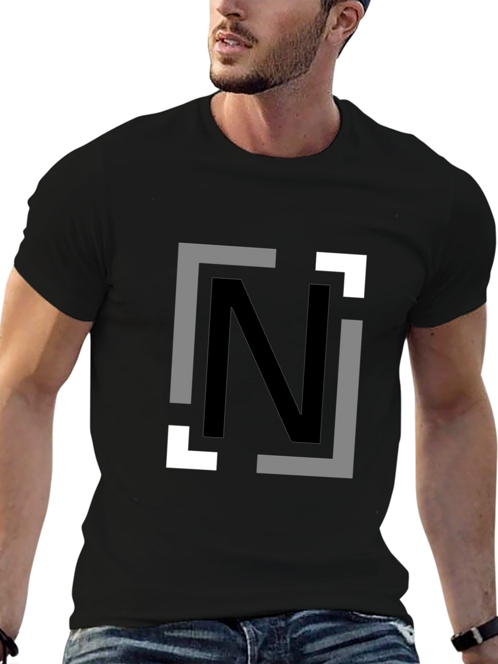 Modern N Graphic Black T-Shirt
