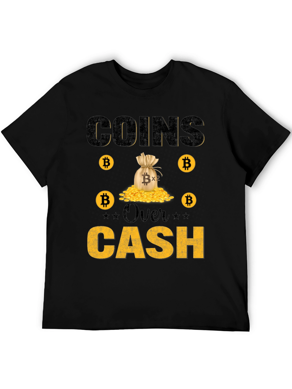 Bitcoin Coins Over Cash Graphic Tee