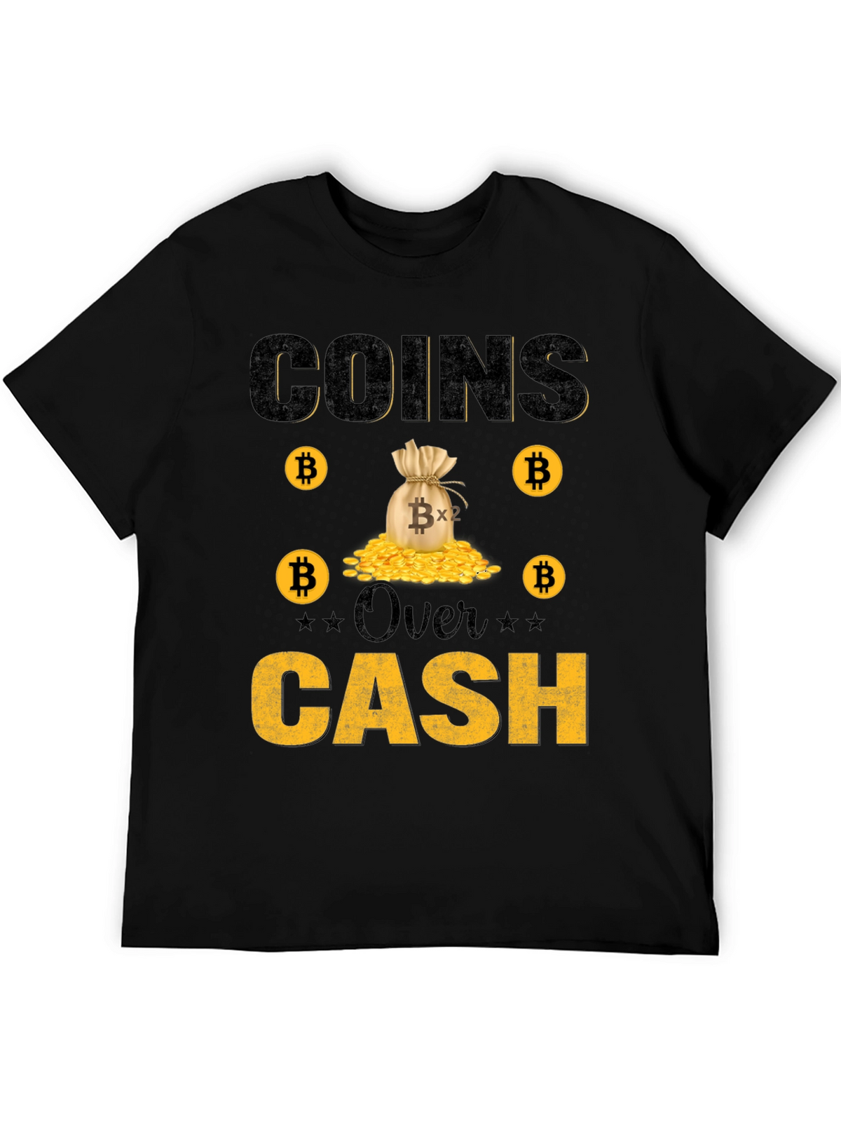 Bitcoin Coins Over Cash Graphic Tee
