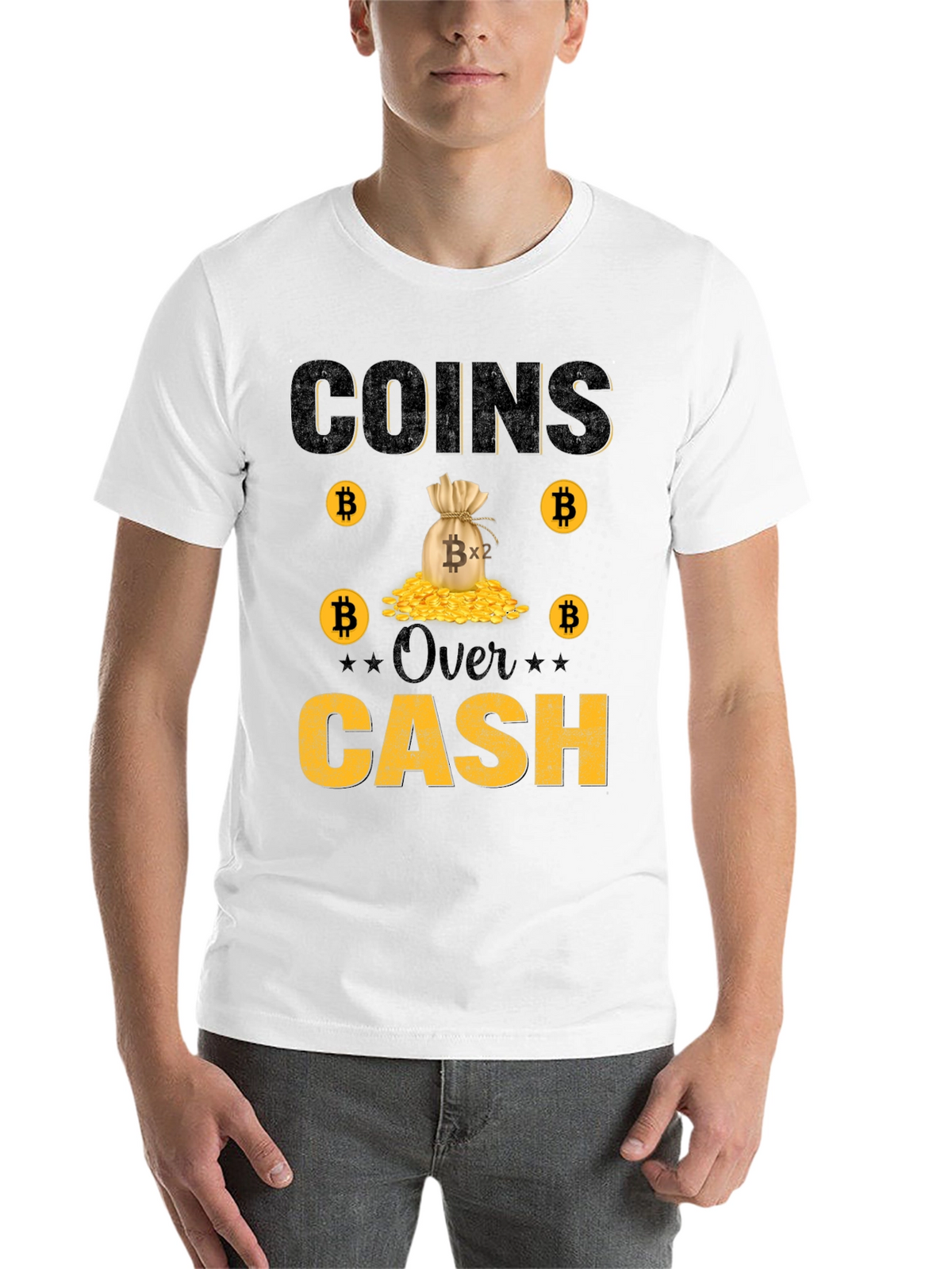 Bitcoin Coins Over Cash Graphic Tee