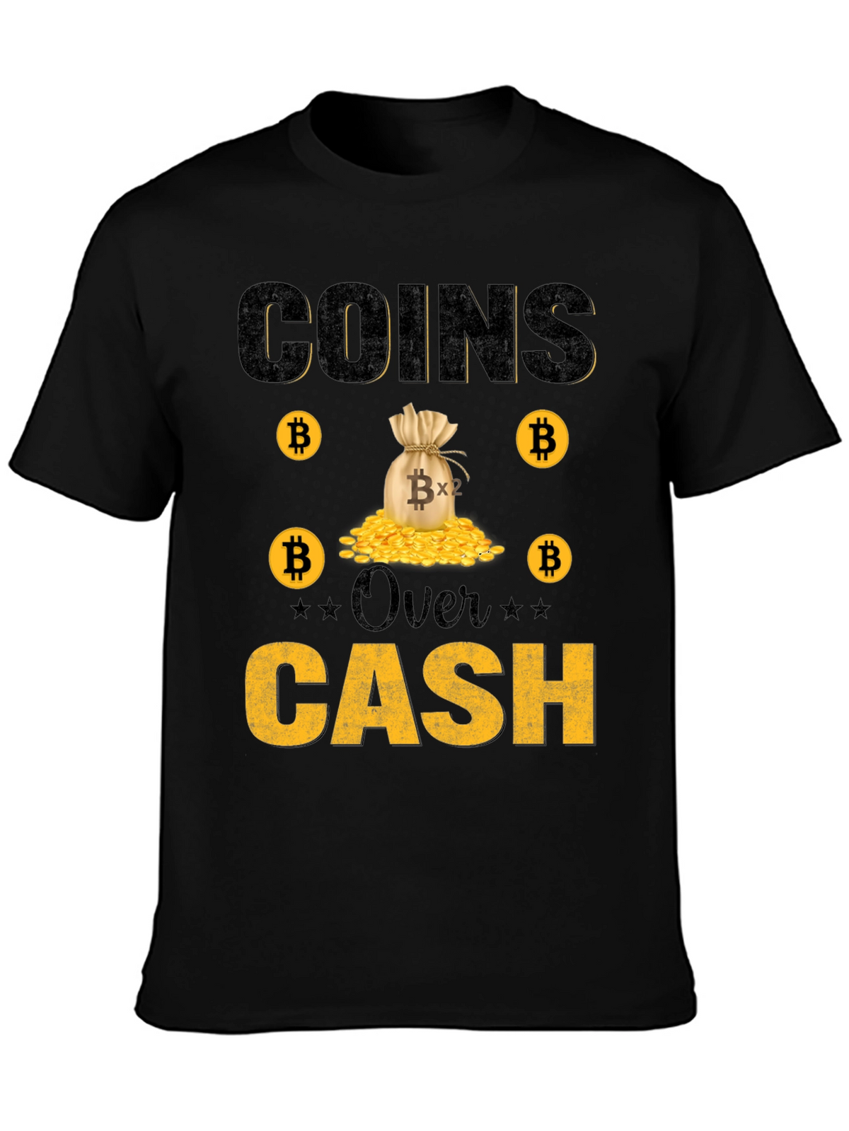 Bitcoin Coins Over Cash Graphic Tee