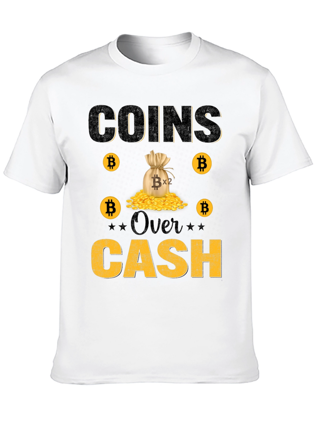 Bitcoin Coins Over Cash Graphic Tee