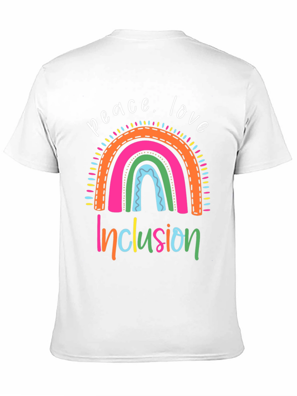Peace Love Inclusion Rainbow Graphic Tee