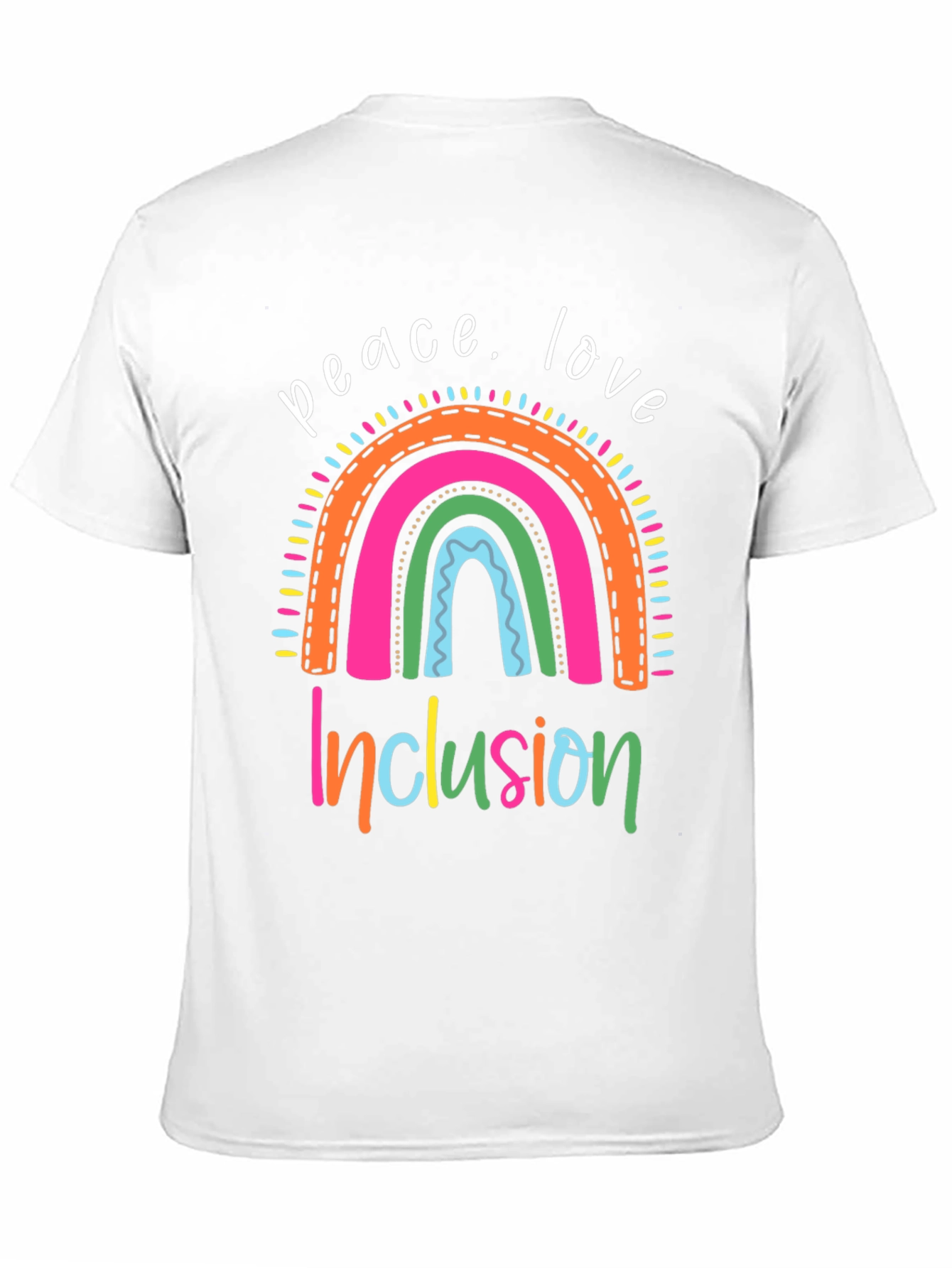 Peace Love Inclusion Rainbow Graphic Tee