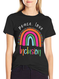 Peace Love Inclusion Rainbow Graphic Tee