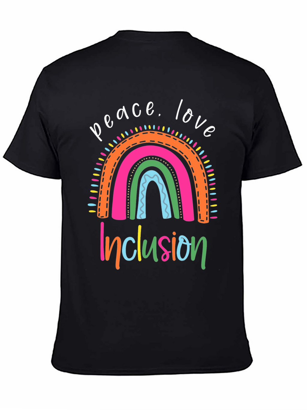 Peace Love Inclusion Rainbow Graphic Tee