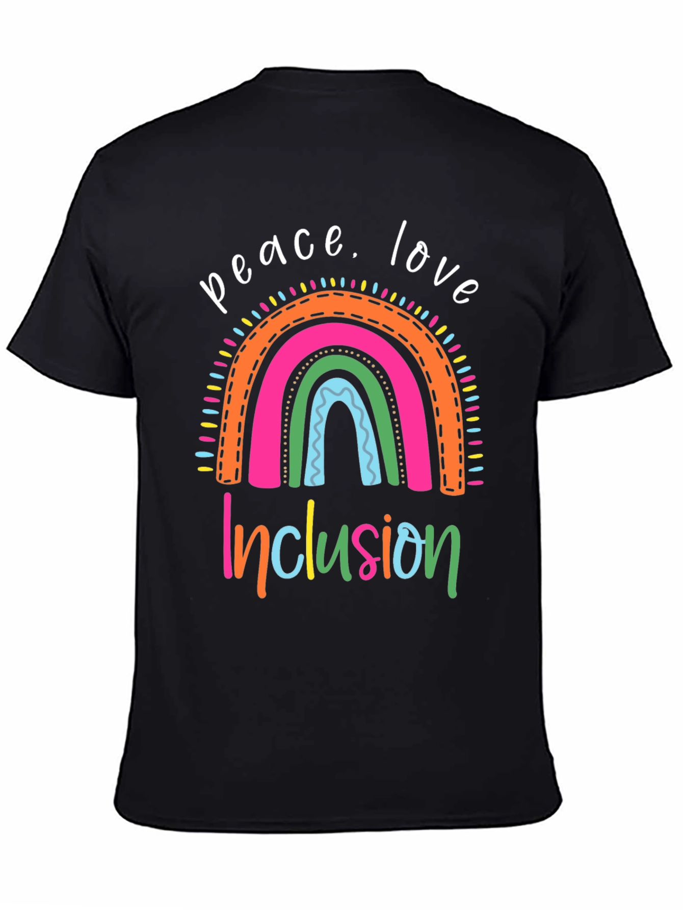 Peace Love Inclusion Rainbow Graphic Tee
