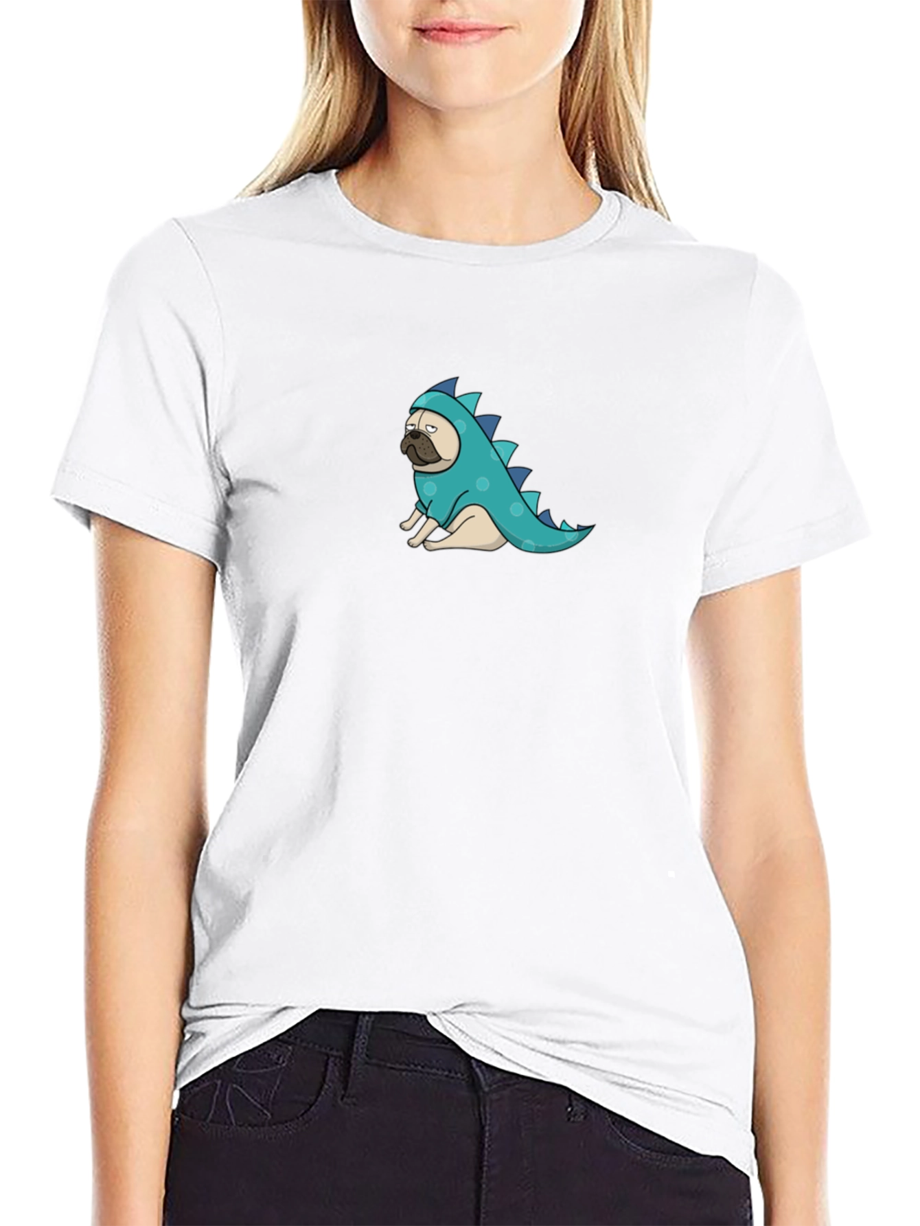 Pug Dinosaur Graphic Tee - Funny Dog T-Shirt