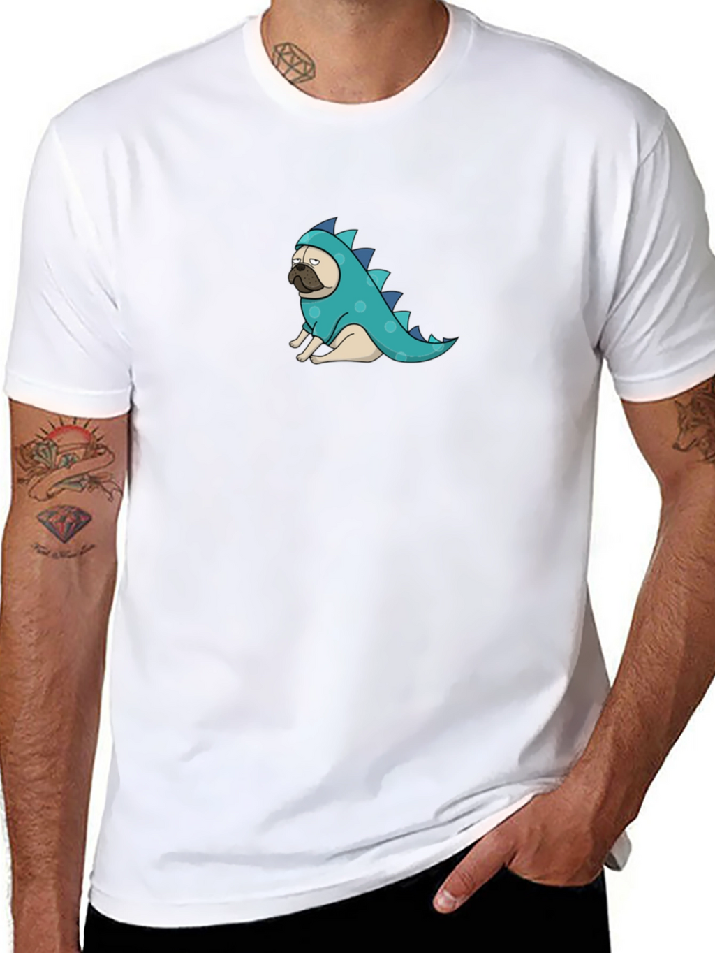 Pug Dinosaur Graphic Tee - Funny Dog T-Shirt