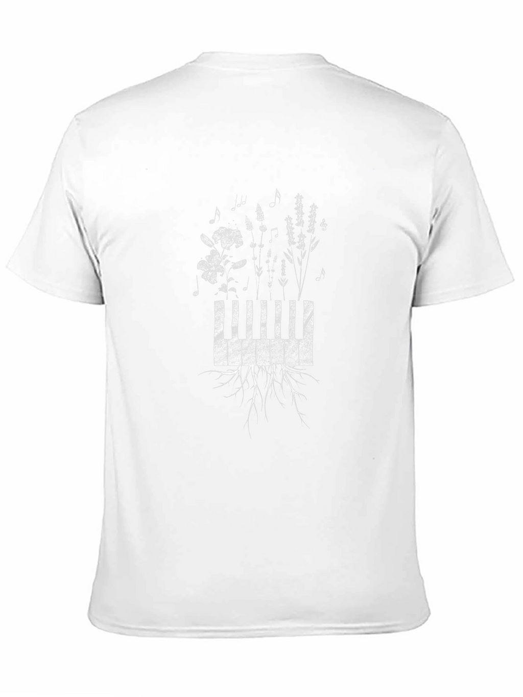 Piano Keys & Flowers Graphic T-Shirt - Black