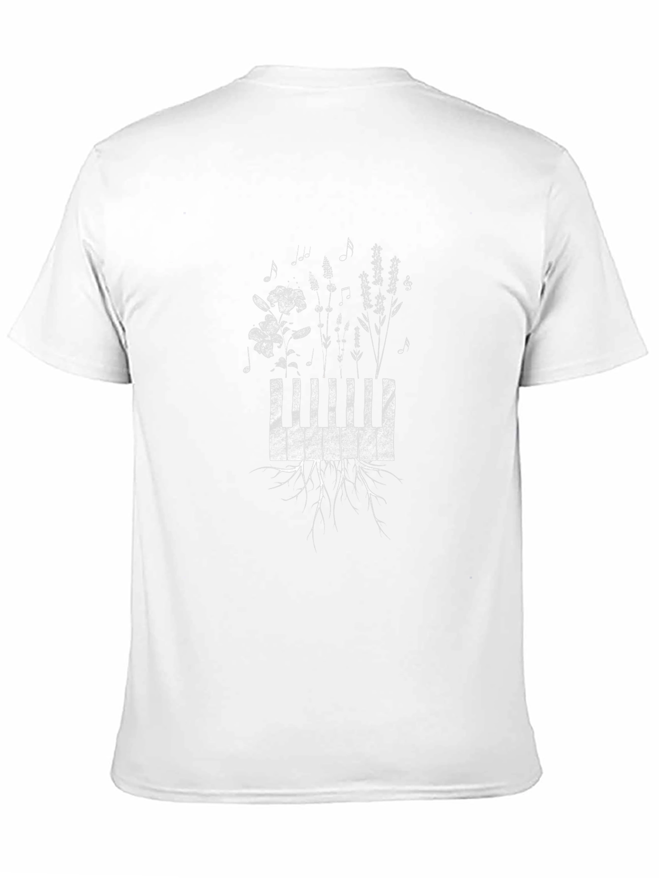 Piano Keys & Flowers Graphic T-Shirt - Black