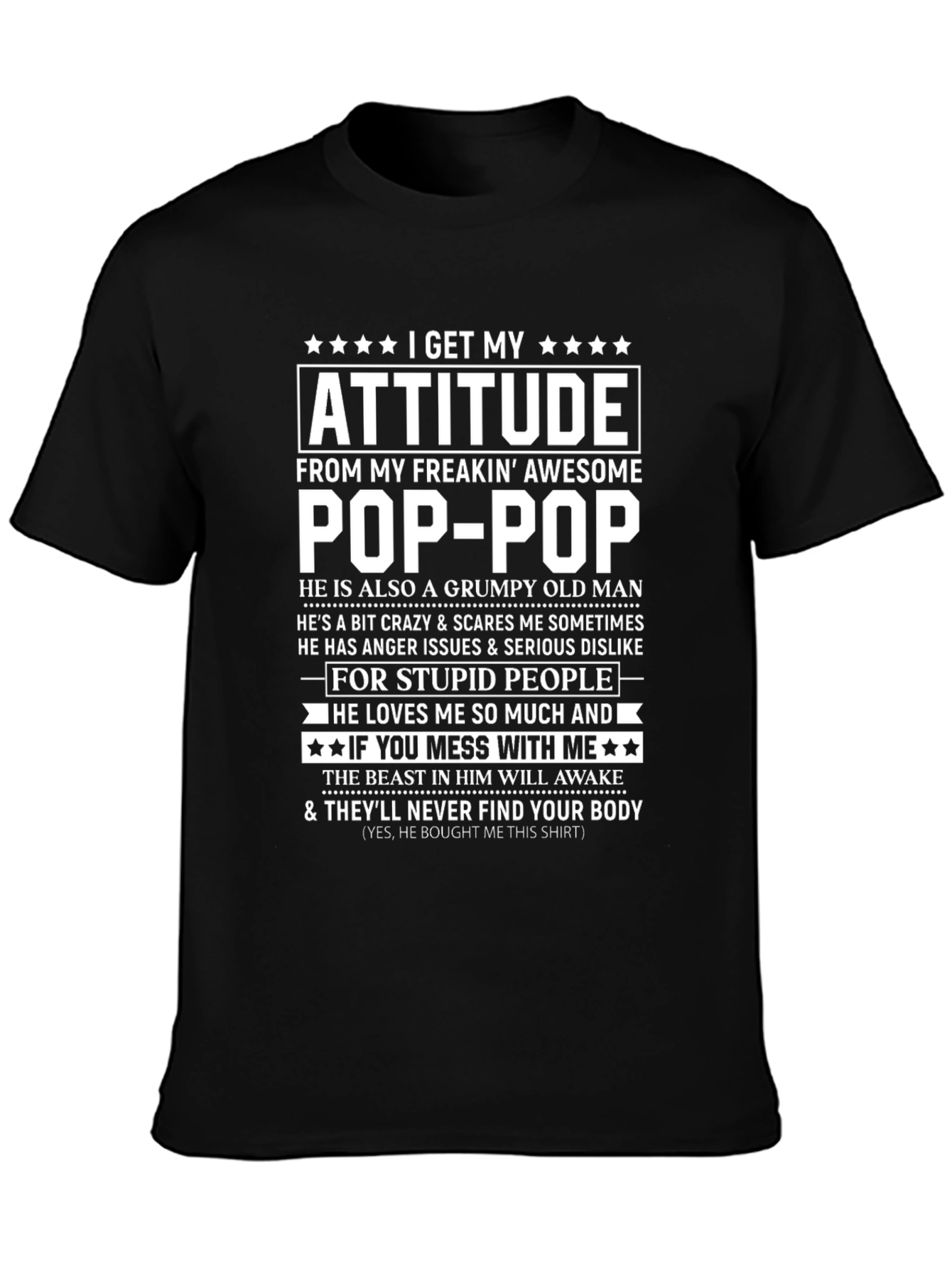 Attitude From Pop-Pop Funny Graphic T-Shirt
