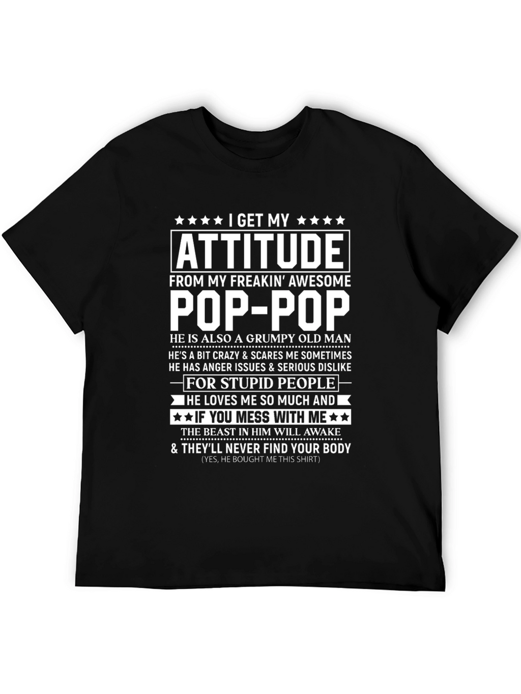 Attitude From Pop-Pop Funny Graphic T-Shirt