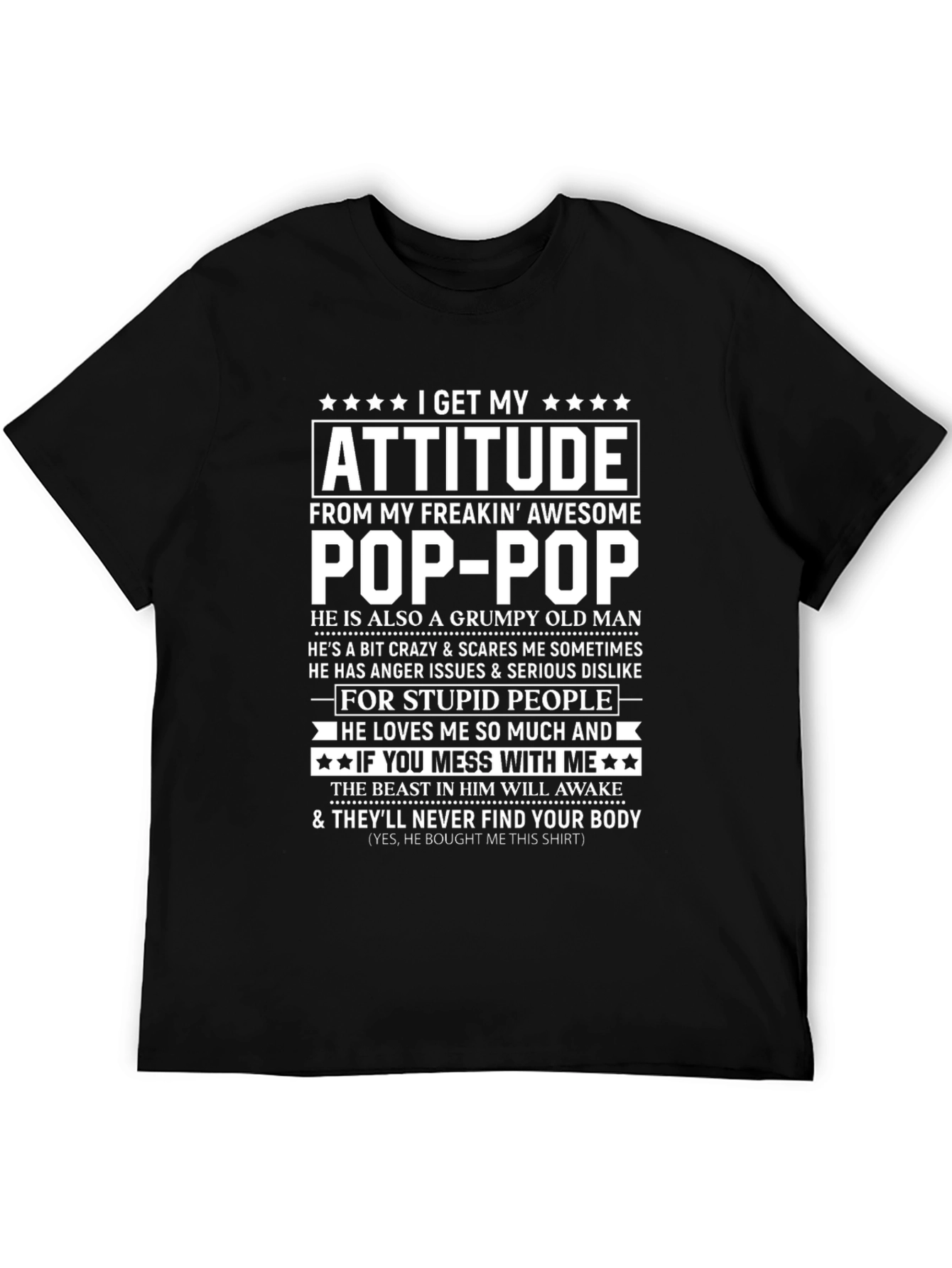 Attitude From Pop-Pop Funny Graphic T-Shirt