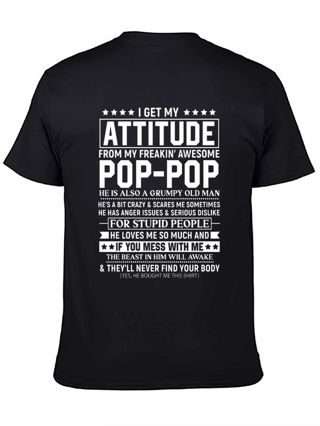 Attitude From Pop-Pop Funny Graphic T-Shirt