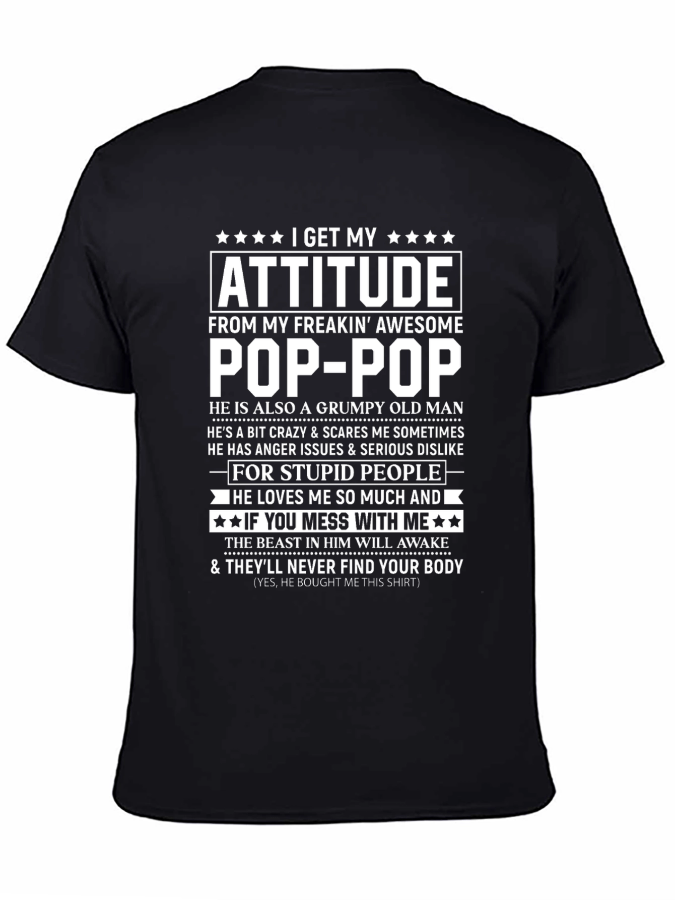 Attitude From Pop-Pop Funny Graphic T-Shirt
