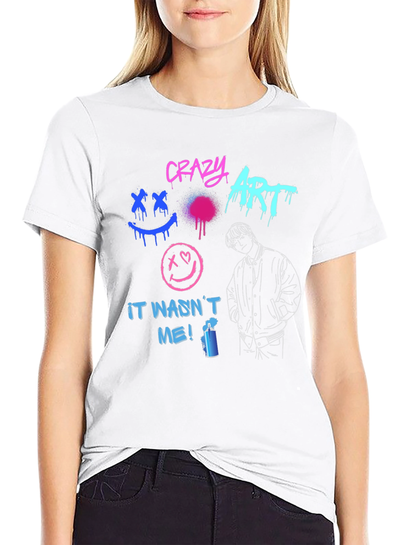 Crazy Art Graphic Tee - Street Style