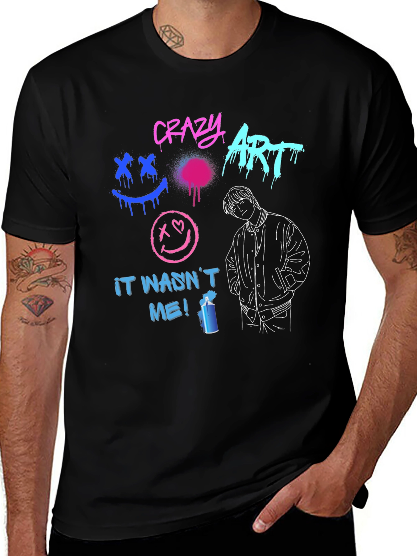 Crazy Art Graphic Tee - Street Style