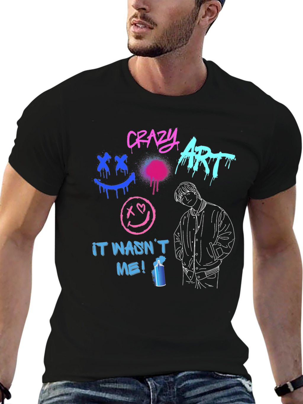 Crazy Art Graphic Tee - Street Style