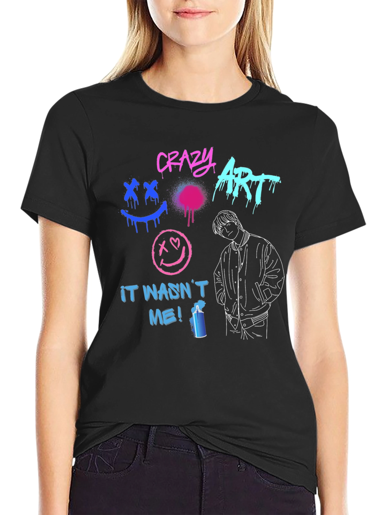 Crazy Art Graphic Tee - Street Style