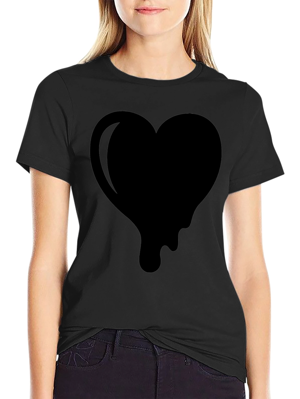 Dripping Heart Graphic Tee - Modern Black Shirt