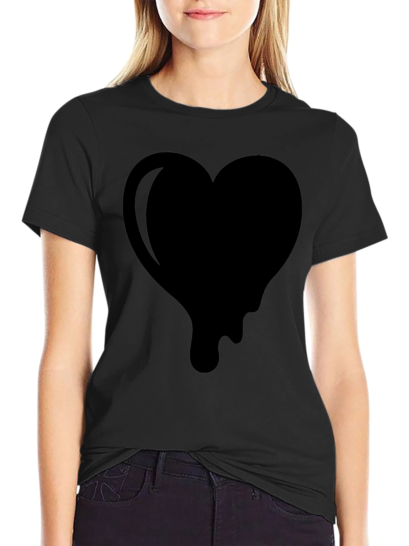 Dripping Heart Graphic Tee - Modern Black Shirt