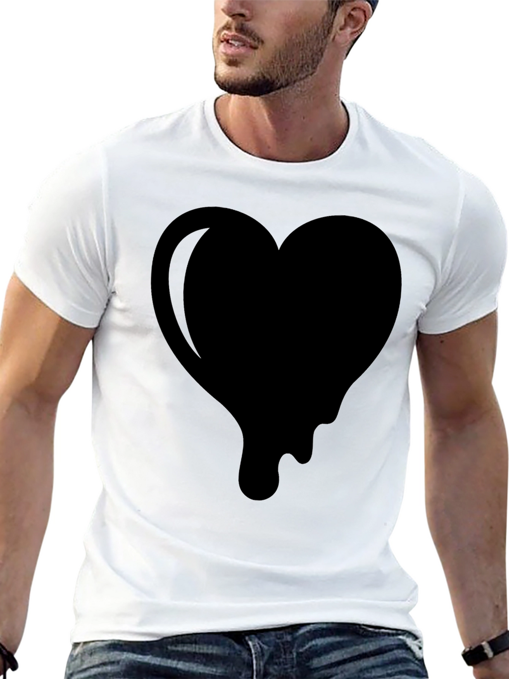 Dripping Heart Graphic Tee - Modern Black Shirt