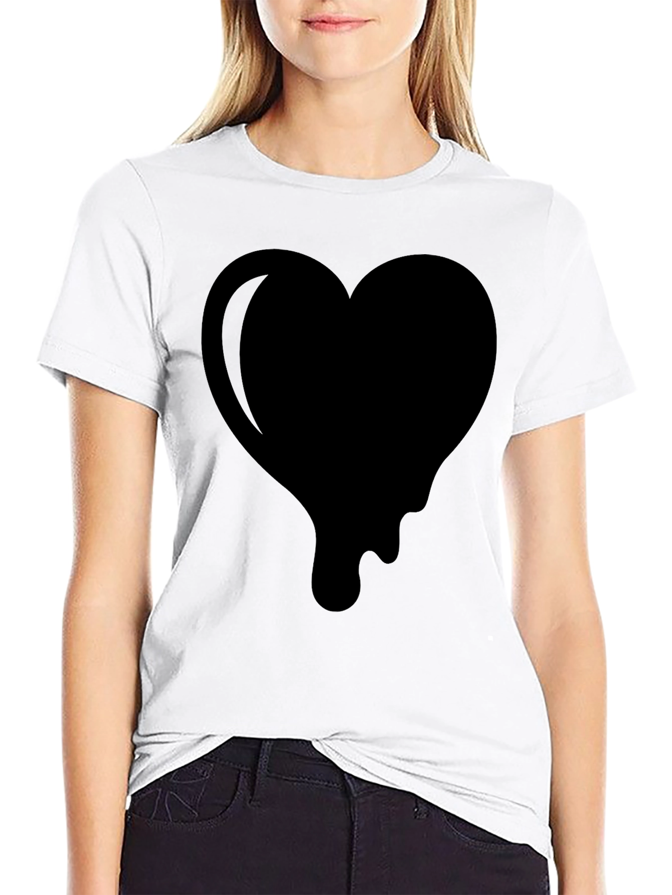 Dripping Heart Graphic Tee - Modern Black Shirt
