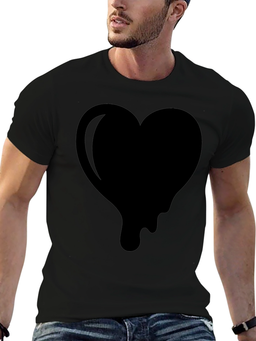 Dripping Heart Graphic Tee - Modern Black Shirt