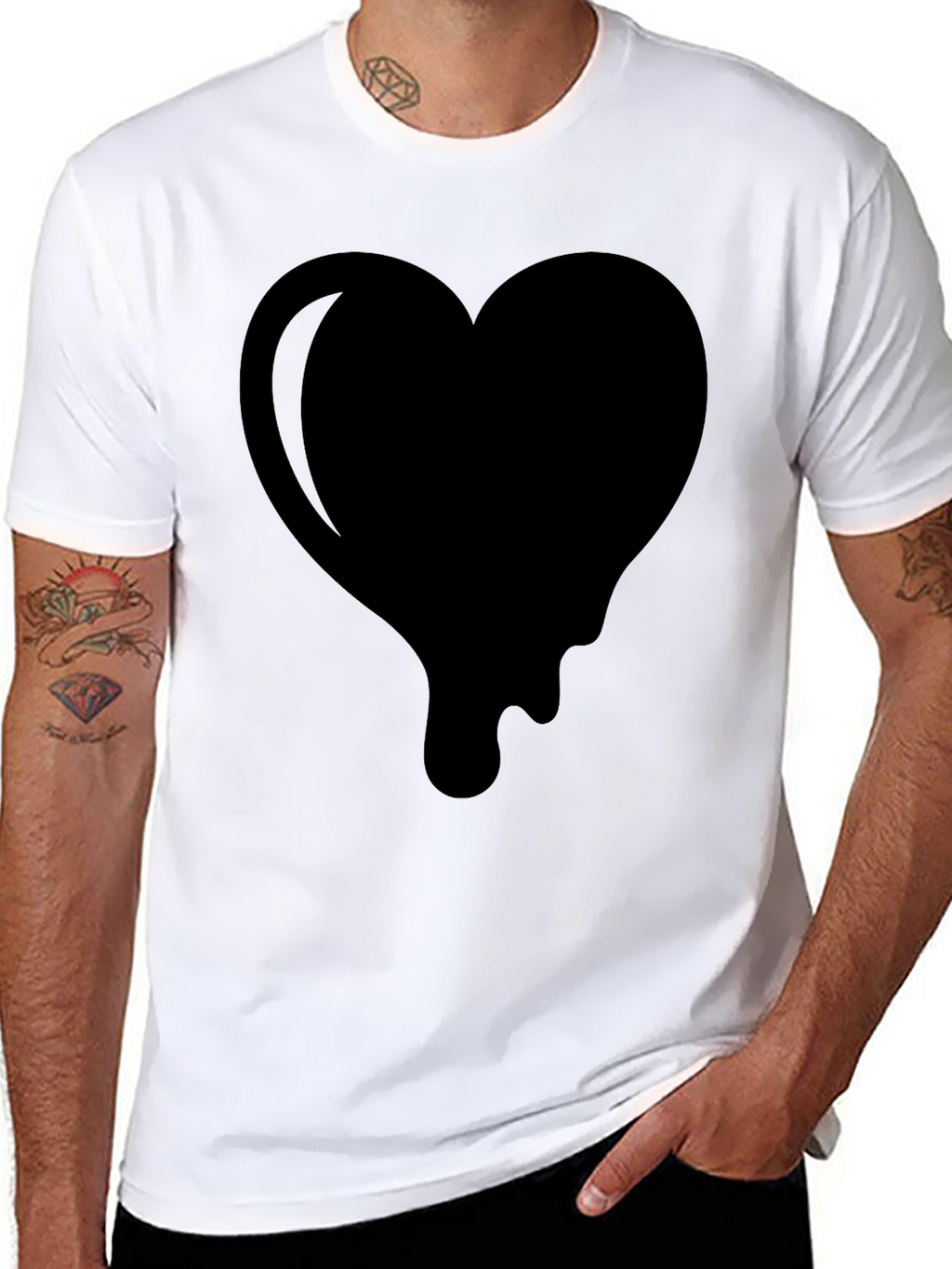 Dripping Heart Graphic Tee - Modern Black Shirt
