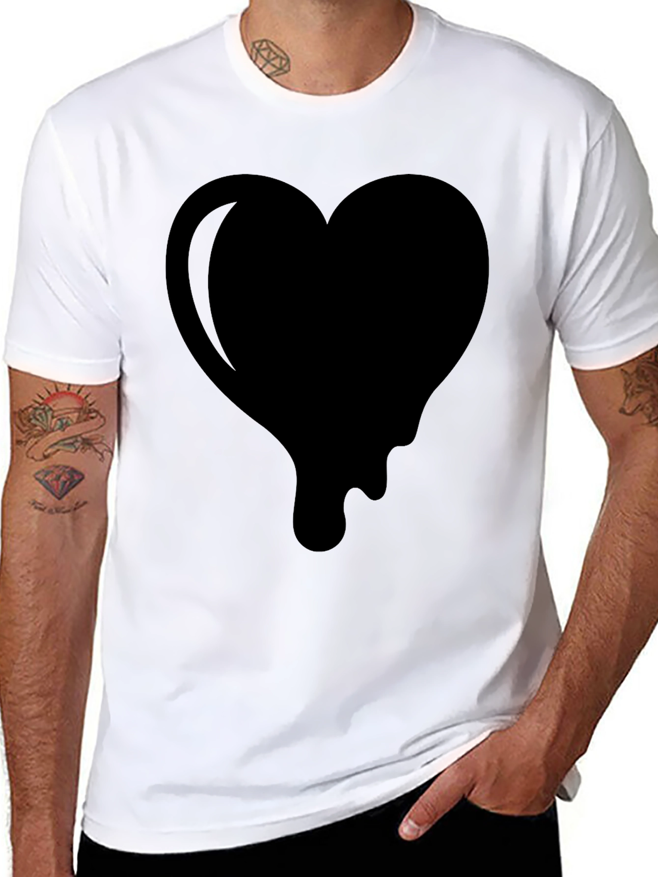 Dripping Heart Graphic Tee - Modern Black Shirt