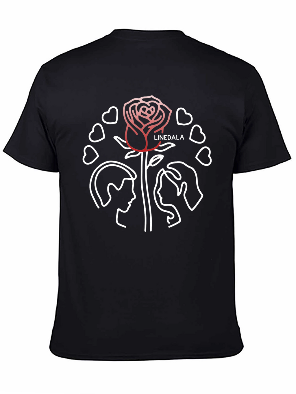 Romantic Rose Couple Graphic Black Tee