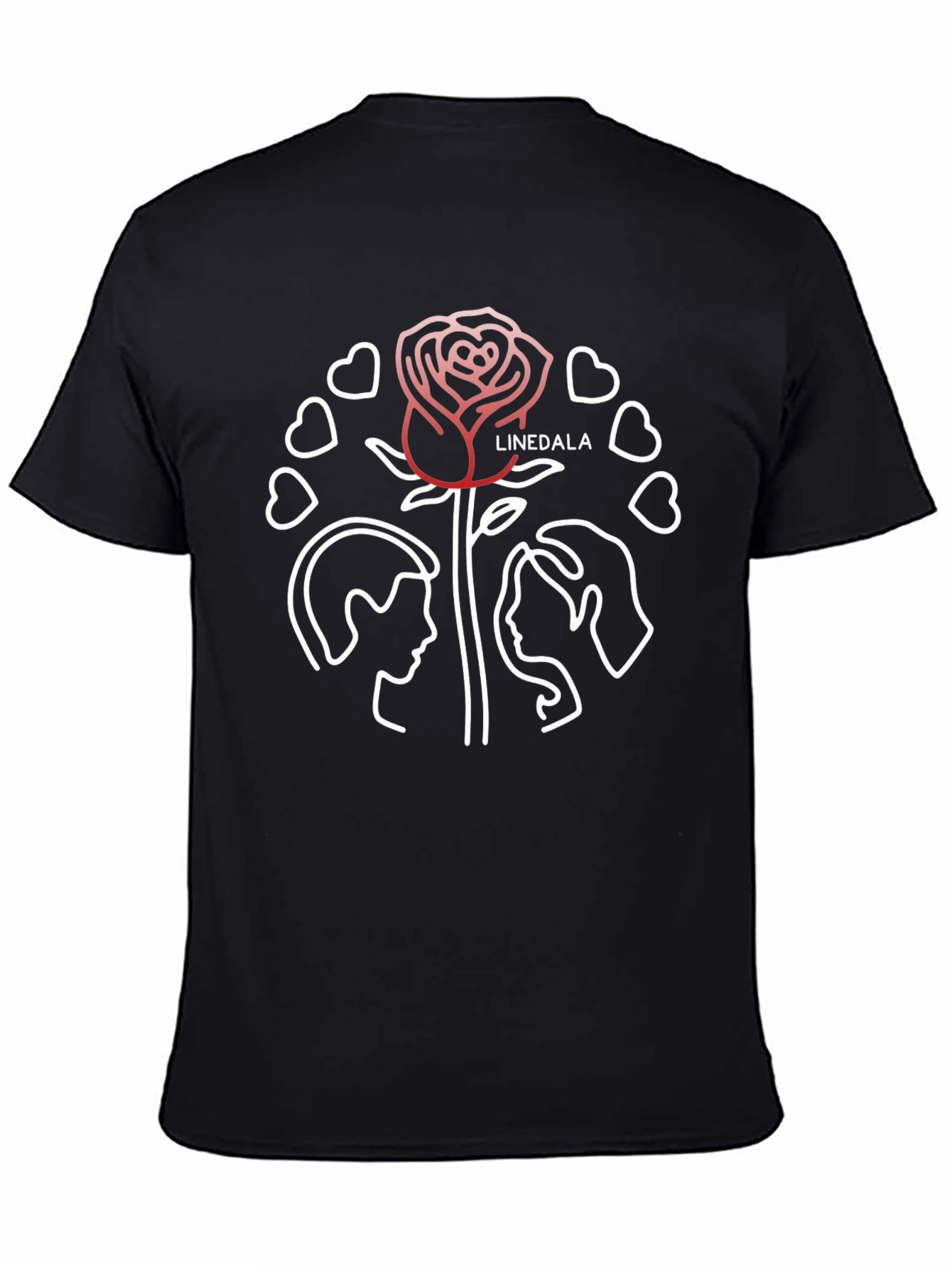 Romantic Rose Couple Graphic Black Tee