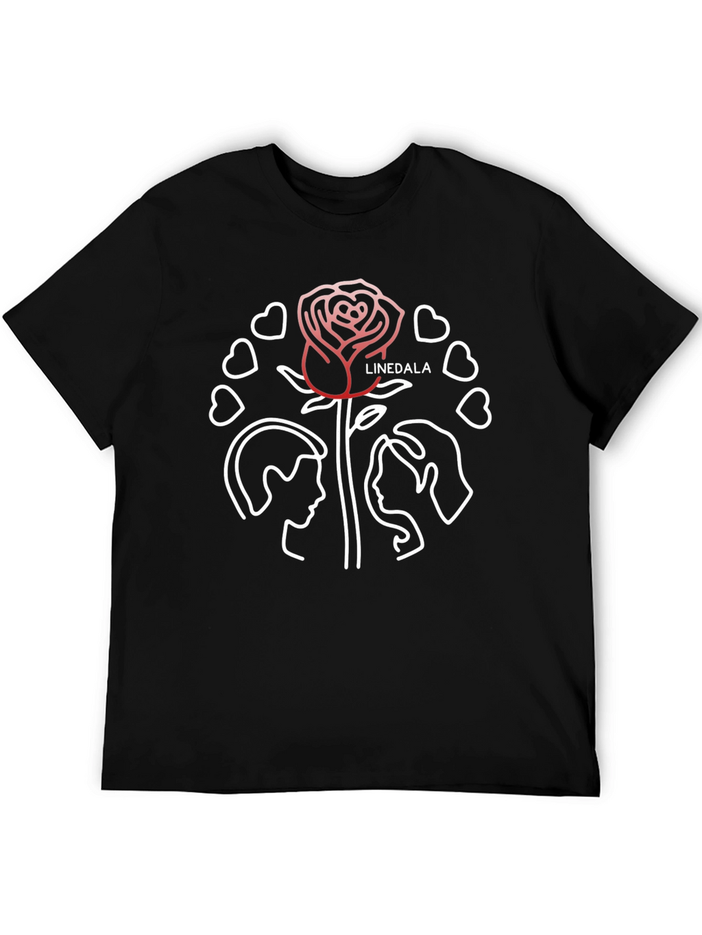 Romantic Rose Couple Graphic Black Tee