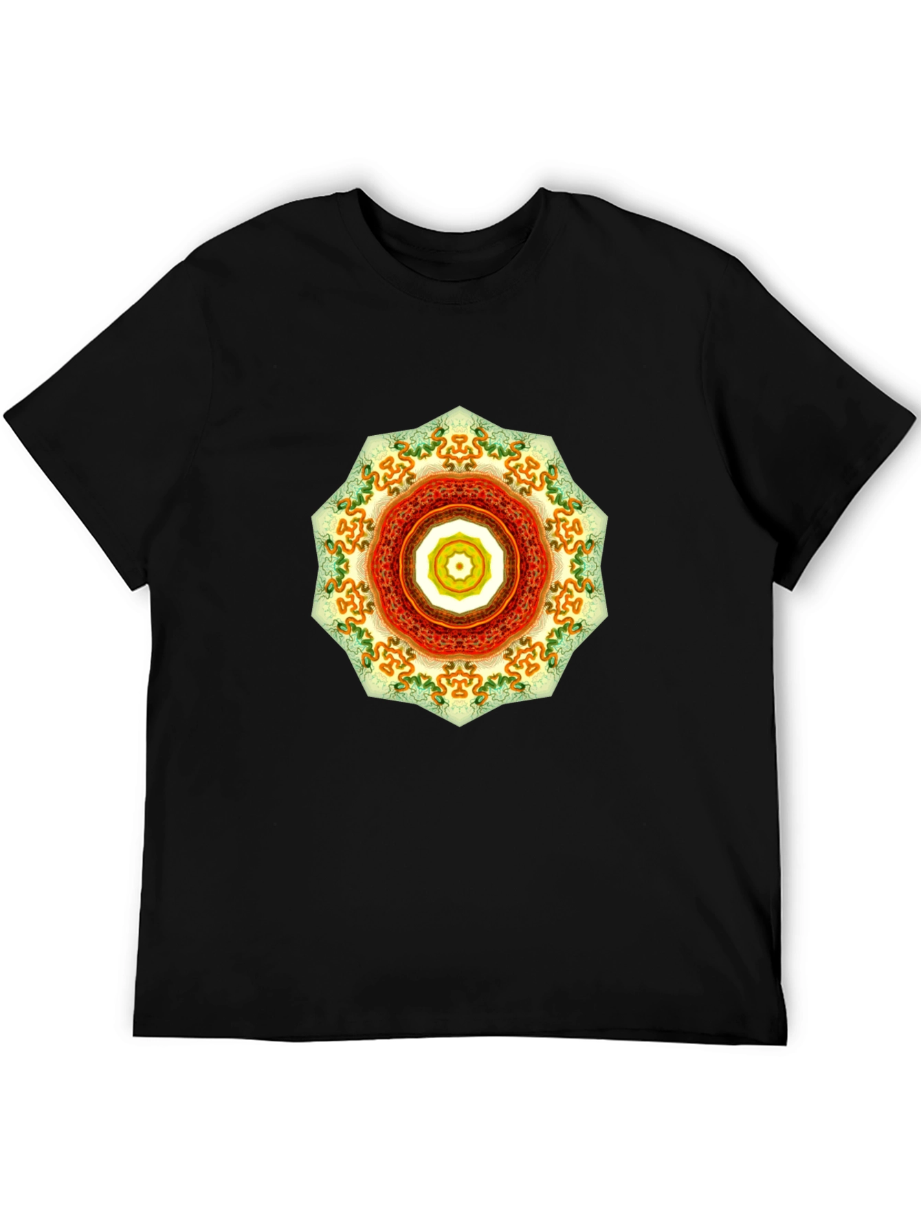 Mens Black Tee with Mandala Design