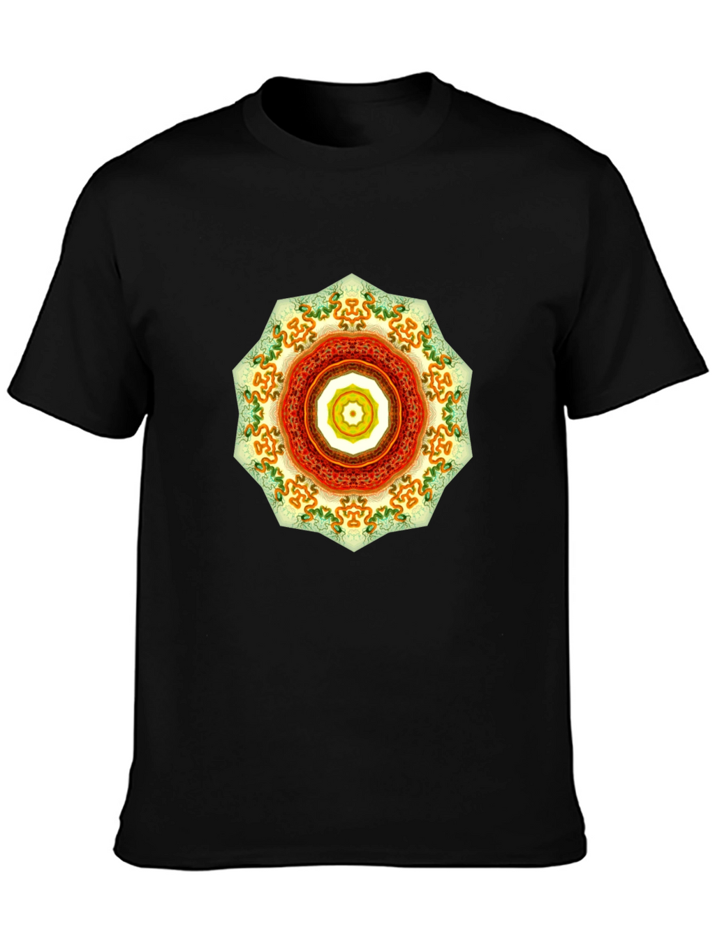 Mens Black Tee with Mandala Design