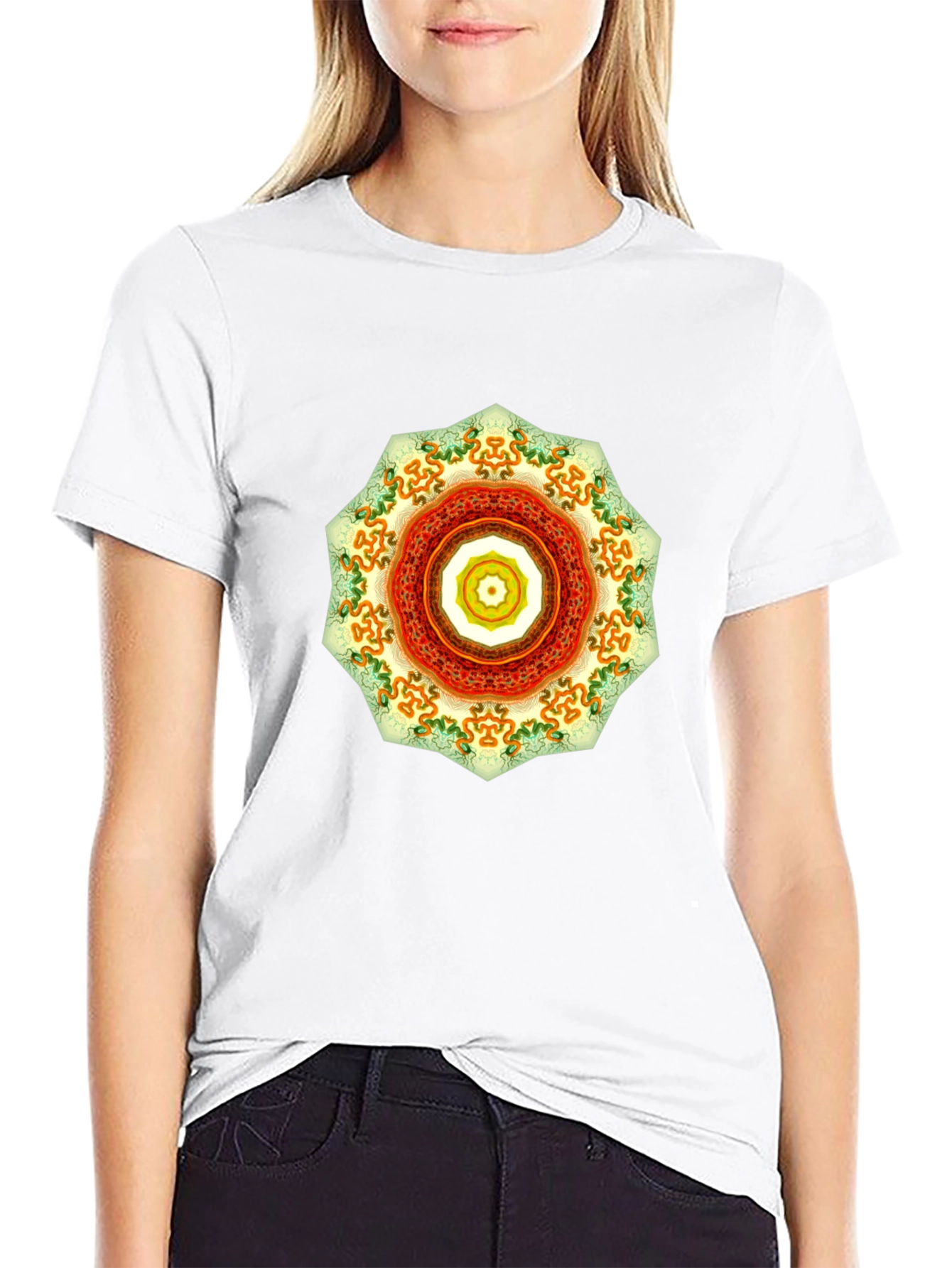 Mens Black Tee with Mandala Design
