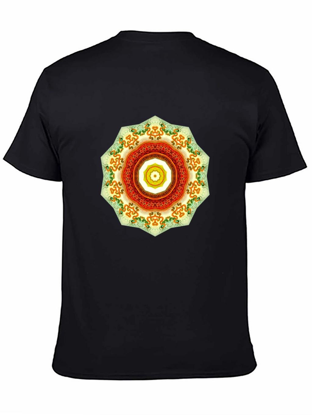 Mens Black Tee with Mandala Design