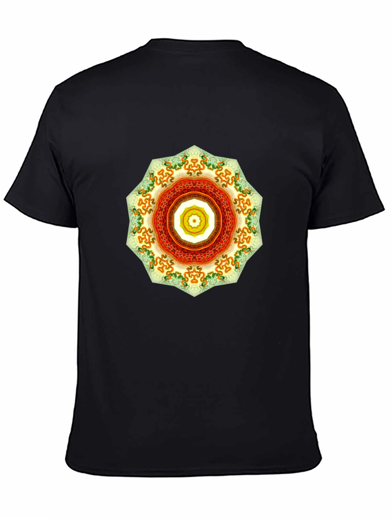 Mens Black Tee with Mandala Design